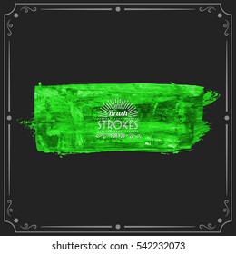 Grunge hand - painted brush stroke on a dark background. Expressive vector element for design.