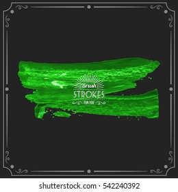 Grunge hand - painted brush stroke on a dark background. Expressive vector element for design.