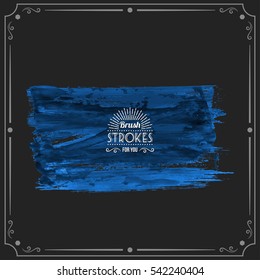 Grunge hand - painted brush stroke on a dark background. Expressive vector element for design.