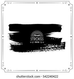 Grunge hand - painted brush stroke on a light background. Expressive vector element for design.