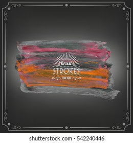 Grunge hand - painted brush stroke on a dark background. Expressive vector element for design.