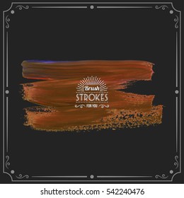 Grunge hand - painted brush stroke on a dark background. Expressive vector element for design.