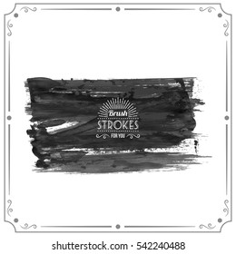 Grunge hand - painted brush stroke on a light background. Expressive vector element for design.