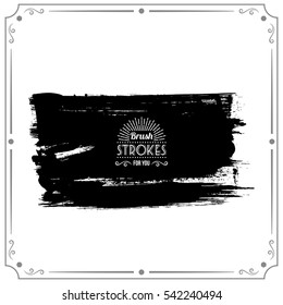 Grunge hand - painted brush stroke on a light background. Expressive vector element for design.