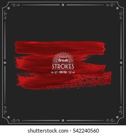 Grunge hand - painted brush stroke on a dark background. Expressive vector element for design.