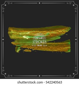 Grunge hand - painted brush stroke on a dark background. Expressive vector element for design.
