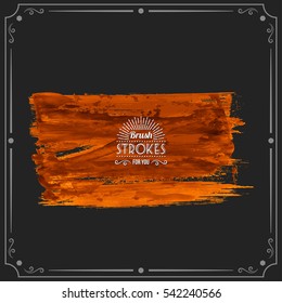 Grunge hand - painted brush stroke on a dark background. Expressive vector element for design.