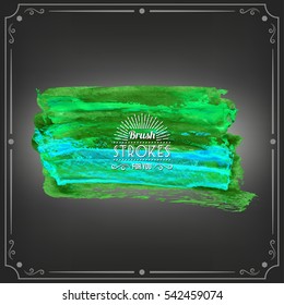 Grunge hand - painted brush stroke on a dark background. Expressive vector element for design.