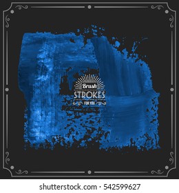 Grunge hand - painted brush stroke on a dark background. Expressive vector element for design.