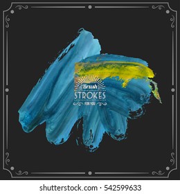 Grunge hand - painted brush stroke on a dark background. Expressive vector element for design.