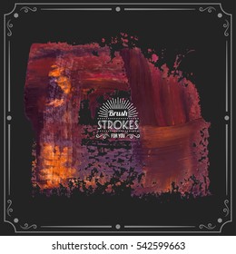 Grunge hand - painted brush stroke on a dark background. Expressive vector element for design.