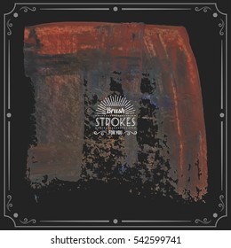 Grunge hand - painted brush stroke on a dark background. Expressive vector element for design.