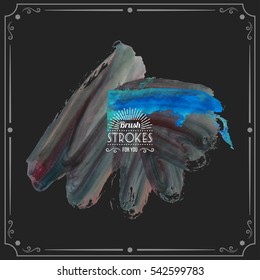 Grunge hand - painted brush stroke on a dark background. Expressive vector element for design.
