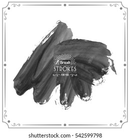 Grunge hand - painted brush stroke on a light background. Expressive vector element for design.