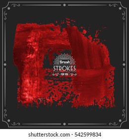 Grunge hand - painted brush stroke on a dark background. Expressive vector element for design.