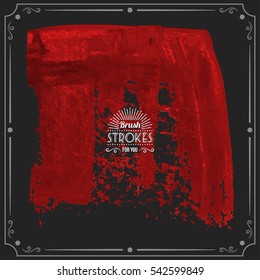 Grunge hand - painted brush stroke on a dark background. Expressive vector element for design.
