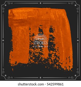 Grunge hand - painted brush stroke on a dark background. Expressive vector element for design.