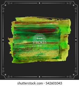 Grunge hand - painted brush stroke on a dark background. Expressive vector element for design.