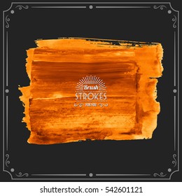 Grunge hand - painted brush stroke on a dark background. Expressive vector element for design.