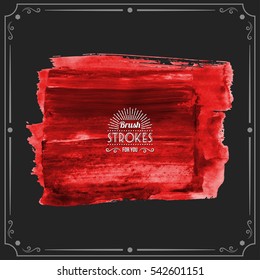 Grunge hand - painted brush stroke on a dark background. Expressive vector element for design.