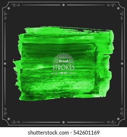 Grunge hand - painted brush stroke on a dark background. Expressive vector element for design.