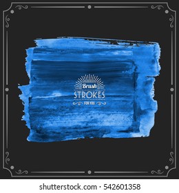 Grunge hand - painted brush stroke on a dark background. Expressive vector element for design.