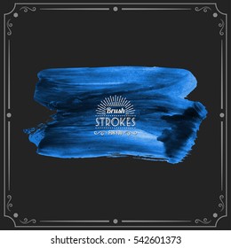 Grunge hand - painted brush stroke on a dark background. Expressive vector element for design.