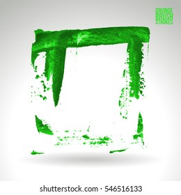 Grunge hand - painted brush stroke on a light background. Expressive vector element for design.