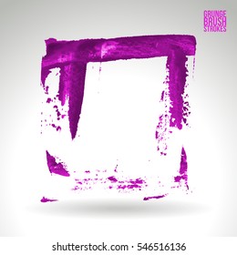 Grunge hand - painted brush stroke on a light background. Expressive vector element for design.