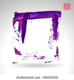 Grunge hand - painted brush stroke on a light background. Expressive vector element for design.