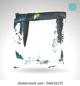 Grunge hand - painted brush stroke on a light background. Expressive vector element for design.