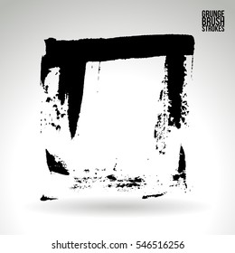 Grunge hand - painted brush stroke on a light background. Expressive vector element for design.