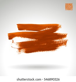 Grunge hand - painted brush stroke on a light background. Expressive vector element for design.