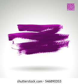 Grunge hand - painted brush stroke on a light background. Expressive vector element for design.