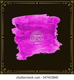 Grunge hand - painted brush stroke on a dark background. Expressive vector element for design.