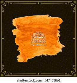 Grunge hand - painted brush stroke on a dark background. Expressive vector element for design.
