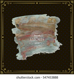 Grunge hand - painted brush stroke on a dark background. Expressive vector element for design.