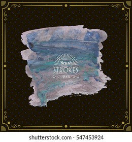 Grunge hand - painted brush stroke on a dark background. Expressive vector element for design.