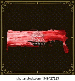 Grunge hand - painted brush stroke on a dark background. Expressive vector element for design.