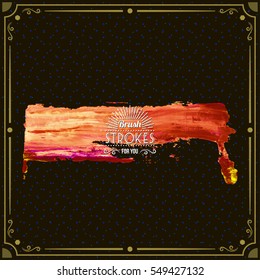 Grunge hand - painted brush stroke on a dark background. Expressive vector element for design.