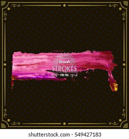 Grunge hand - painted brush stroke on a dark background. Expressive vector element for design.