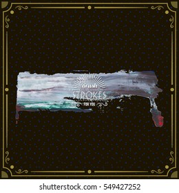 Grunge hand - painted brush stroke on a dark background. Expressive vector element for design.