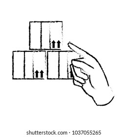 grunge hand pointing out the delivery packages service