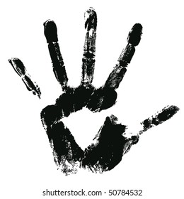 grunge hand print on a white