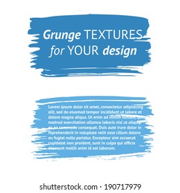 Grunge hand printed design elements. Text boxes. Vector illustration