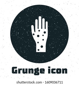 Grunge Hand with psoriasis or eczema icon isolated on white background. Concept of human skin response to allergen or chronic body problem.  Vector Illustration