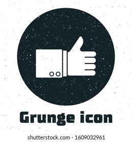 Grunge Hand thumb up icon isolated on white background.  Vector Illustration