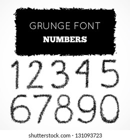 Grunge hand written numbers. Vector illustration. Vector font also exists