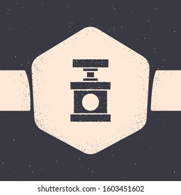 Grunge Handle detonator for dynamite icon isolated on grey background. Monochrome vintage drawing. Vector Illustration