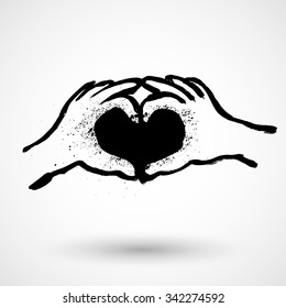Grunge hands in the form of heart